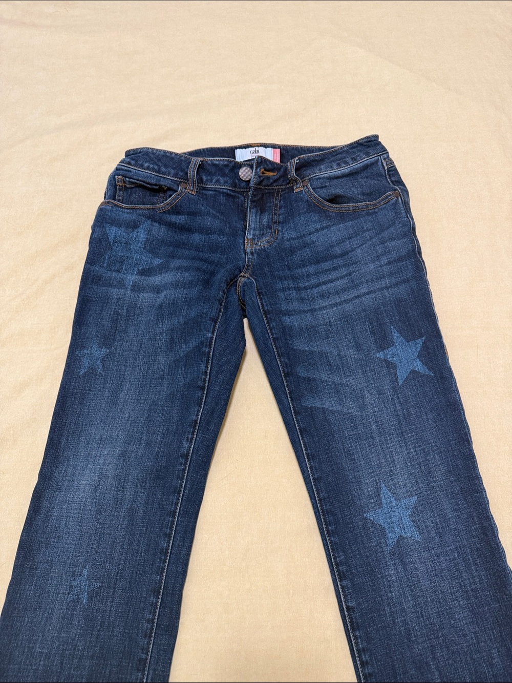 CAbi Dark Blue Straight-Leg Jeans with Star Accents